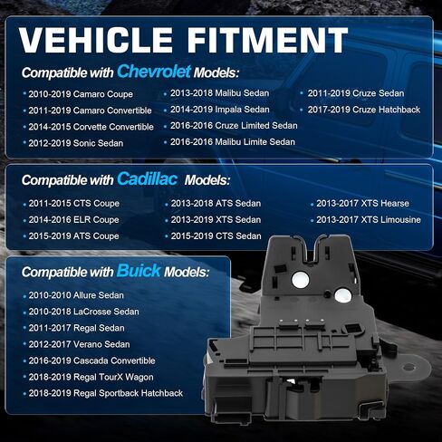 Rear Trunk Latch Actuator for Chevrole Chevy Cruze Impala Malibu Sonic Corvette Camaro Buick Regal Lacrosse Verano Allure Cadillac ATS ELR XTS CTS Replaces 940-108 13501988 in Saudi Arabia