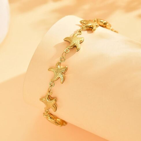 Gold Bracelets for Women 18K Gold Plated Shell Starfish Dolphin Star Bracelet Dainty Summer Beach Ocean Bracelet Trendy Boho Statement Adjustable Bracelets in Saudi Arabia