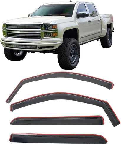 Ikon Motorsports in Channel Window Vensors متوافقة مع 2014-2018 Chevy Silverado GMC Sierra 1500 & 2015-2019 2500 3500 HD CREW CAB ، حرس دخان أكريليك/ملون ، معالجات الرياح الجانبية 4pc in Saudi Arabia
