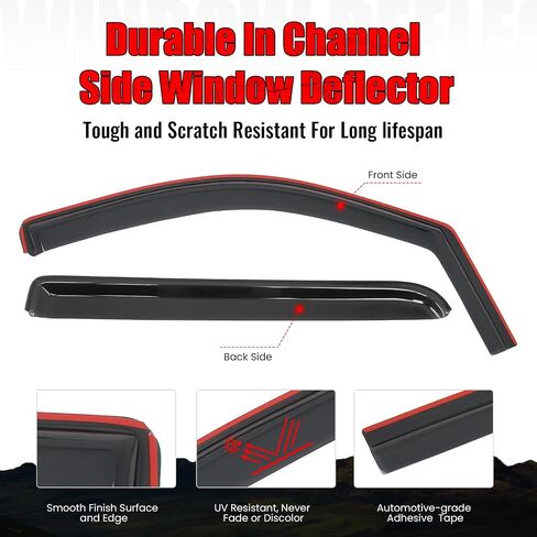 Ikon Motorsports in Channel Window Vensors متوافقة مع 2014-2018 Chevy Silverado GMC Sierra 1500 & 2015-2019 2500 3500 HD CREW CAB ، حرس دخان أكريليك/ملون ، معالجات الرياح الجانبية 4pc in Saudi Arabia
