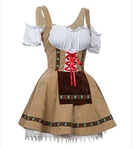 كوسوي النسائية الألمانية Dirndl اللباس قبالة الكتف Oktoberfest Beer Girl Costume in Kuwait