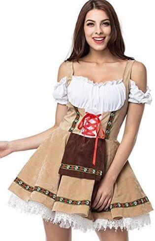 كوسوي النسائية الألمانية Dirndl اللباس قبالة الكتف Oktoberfest Beer Girl Costume in Kuwait