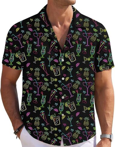 Men's Hawaiian Shirts Casual Button Down Short Sleeve Shirts Set Printed Shorts Beach Hawaii Suits in Saudi Arabia