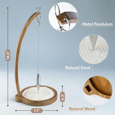 Kihomi Wooden Sand Pendulum | Magical Desktop Pendulum for Office and Home Decoration | Relaxing and Healing Creative Pendulum with Wood Level Gravity Science and Ornament Birthday Gift (Nature) in Kuwait