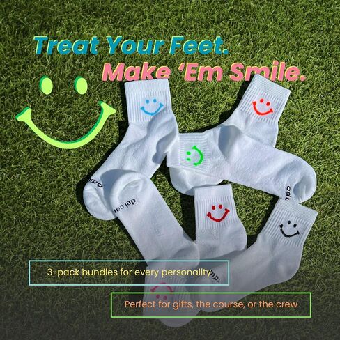 Performance Golf Socks – Breathable, Sweat-Wicking Premium Quarter-Height Socks with Signature Smiley (3-Pack) in Saudi Arabia