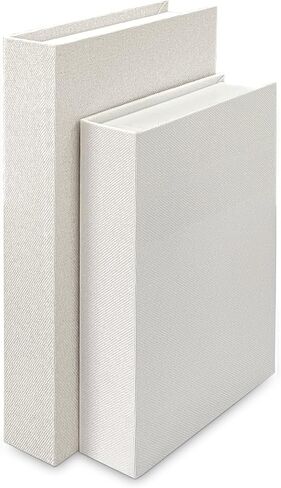 2Pcs Faux Books for Decorative - White Linen Fake Boxes, Blank Stacked Decor for DIY Crafts, Hotel Entryway, Bookshelf, Coffee Table (S&L) in Saudi Arabia