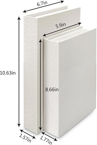 2Pcs Faux Books for Decorative - White Linen Fake Boxes, Blank Stacked Decor for DIY Crafts, Hotel Entryway, Bookshelf, Coffee Table (S&L) in Saudi Arabia