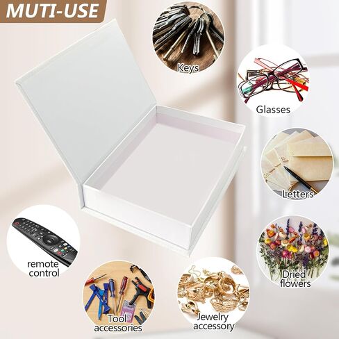 2Pcs Faux Books for Decorative - White Linen Fake Boxes, Blank Stacked Decor for DIY Crafts, Hotel Entryway, Bookshelf, Coffee Table (S&L) in Saudi Arabia