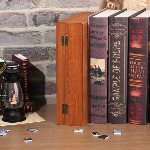 Anxiety Bookshelf Shake Away Your Anxiety, Miniature Book Display Case Cabinet with 200 Mini Books, Creative Wooden Mini Bookshelf Shake Anxiety Stress Reliever Funny Gifts for Book Lovers (Brown) in Saudi Arabia
