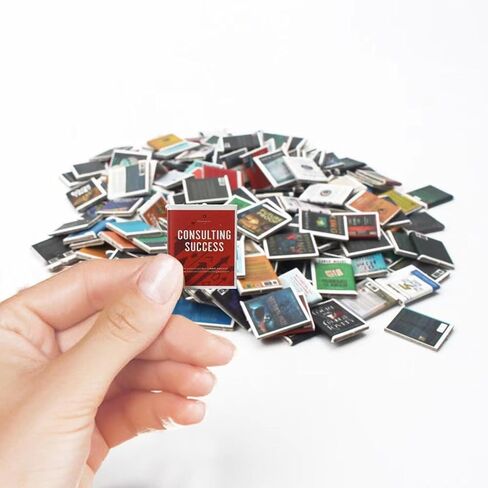 Anxiety Bookshelf Shake Away Your Anxiety, Miniature Book Display Case Cabinet with 200 Mini Books, Creative Wooden Mini Bookshelf Shake Anxiety Stress Reliever Funny Gifts for Book Lovers (Brown) in Saudi Arabia