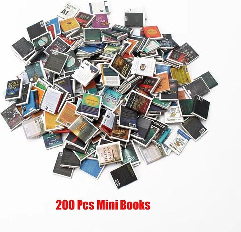 Anxiety Bookshelf Shake Away Your Anxiety, Miniature Book Display Case Cabinet with 200 Mini Books, Creative Wooden Mini Bookshelf Shake Anxiety Stress Reliever Funny Gifts for Book Lovers (Brown) in Saudi Arabia