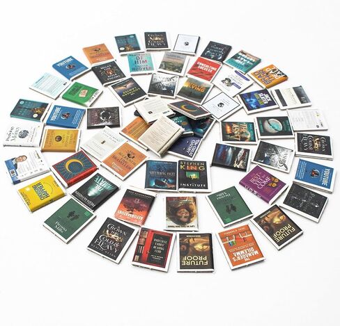 Anxiety Bookshelf Shake Away Your Anxiety, Miniature Book Display Case Cabinet with 200 Mini Books, Creative Wooden Mini Bookshelf Shake Anxiety Stress Reliever Funny Gifts for Book Lovers (Brown) in Saudi Arabia