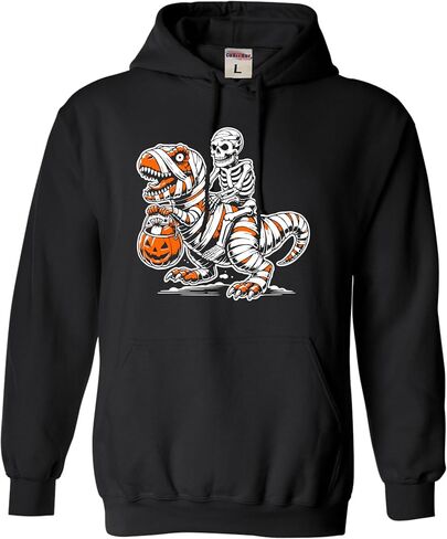 Go All Out Skeleton Riding A Mummy T-Rex Trick Or Treating Mens Women Youth Sweatshirt Hoodie in Saudi Arabia