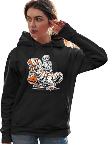 Go All Out Skeleton Riding A Mummy T-Rex Trick Or Treating Mens Women Youth Sweatshirt Hoodie in Saudi Arabia