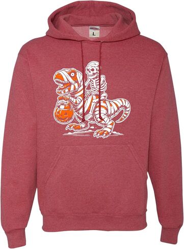 Go All Out Skeleton Riding A Mummy T-Rex Trick Or Treating Mens Women Youth Sweatshirt Hoodie in Saudi Arabia