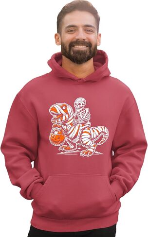 Go All Out Skeleton Riding A Mummy T-Rex Trick Or Treating Mens Women Youth Sweatshirt Hoodie in Saudi Arabia