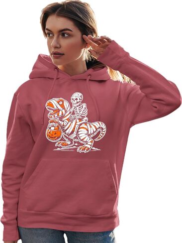 Go All Out Skeleton Riding A Mummy T-Rex Trick Or Treating Mens Women Youth Sweatshirt Hoodie in Saudi Arabia