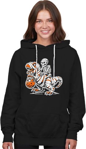 Go All Out Skeleton Riding A Mummy T-Rex Trick Or Treating Mens Women Youth Sweatshirt Hoodie in Saudi Arabia