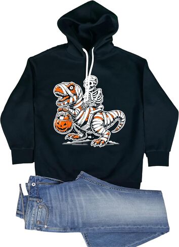 Go All Out Skeleton Riding A Mummy T-Rex Trick Or Treating Mens Women Youth Sweatshirt Hoodie in Saudi Arabia
