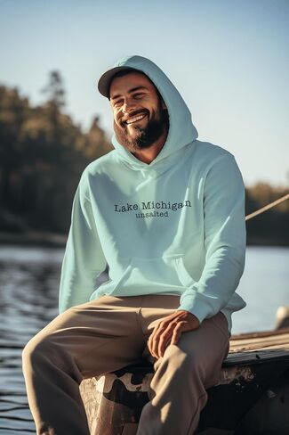 Lake Michigan Unsalted Modern Fit Unisex Hooded Sweatshirt in Saudi Arabia