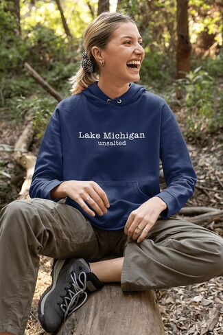 Lake Michigan Unsalted Modern Fit Unisex Hooded Sweatshirt in Saudi Arabia