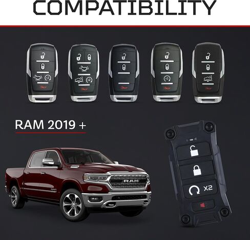AJT DESIGN Replacement Key Fob Case for Ram 2019+ - Custom Made in USA - Black in Saudi Arabia