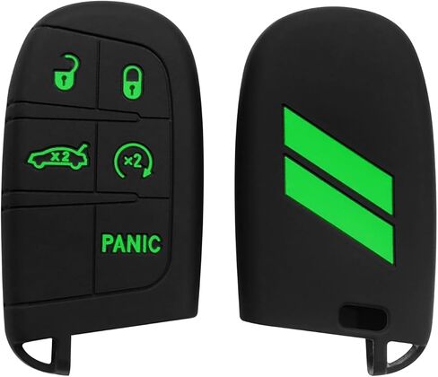 Key Fob Cover for Charger Challenger Durango Journey Dart, 5 Buttons Silicone Key Fob Case, Replacement Remote Control Key Fob Shell, Key Fob Skin Cover (Green, 1PC) in Saudi Arabia
