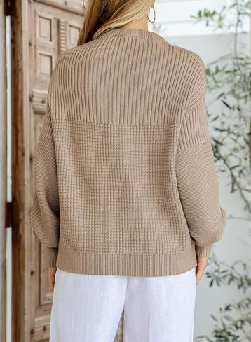 EVALESS Sweaters for Women Cute Lantern Sleeve Pullover Sweater Cable Knit Tops Fall Fashion Clothes Teacher Outfits in Saudi Arabia