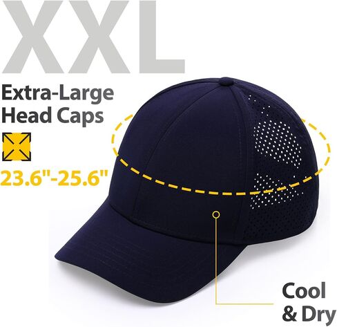 XXL Hats for Men Big Head ، Mens Quick Dry Cap ، XXL Golf Hats ، Performance Sun Hat للنساء القابل للتعديل للنساء (23.6 "-25.6") in Kuwait