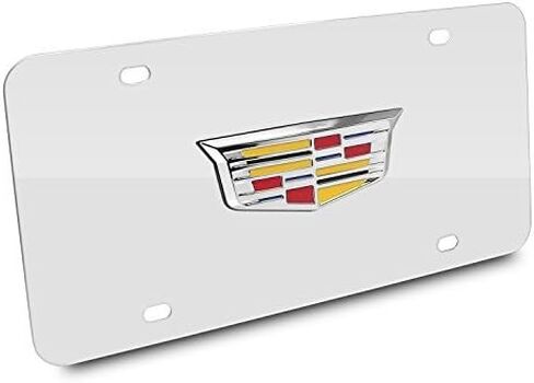 Made for Cadillac Crest New 3D Metal Logo Mirror Chrome Stainless Steel License Plate in Saudi Arabia