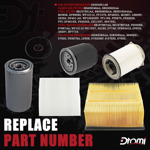 6.7L Cummins Diesel, Fuel/Water Separator Fuel Filter, Oil, Cabin Air, Air Filter Compatible with Ram Vehicle 2013-2018 2500 3500 4500 5500 Replaces# 68197867AA 68157291AA 05083285AA 68406048AA in Saudi Arabia