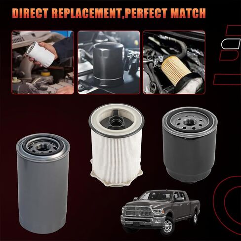 6.7L Cummins Diesel, Fuel/Water Separator Fuel Filter, Oil, Cabin Air, Air Filter Compatible with Ram Vehicle 2013-2018 2500 3500 4500 5500 Replaces# 68197867AA 68157291AA 05083285AA 68406048AA in Saudi Arabia