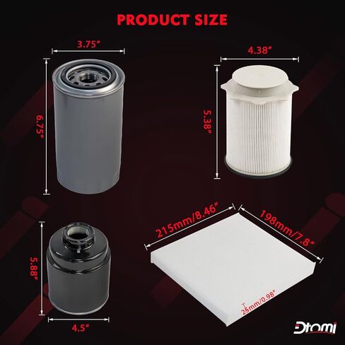 6.7L Cummins Diesel, Fuel/Water Separator Fuel Filter, Oil, Cabin Air, Air Filter Compatible with Ram Vehicle 2013-2018 2500 3500 4500 5500 Replaces# 68197867AA 68157291AA 05083285AA 68406048AA in Saudi Arabia
