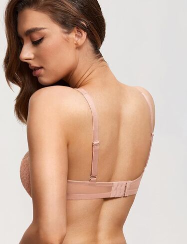 DOBREVA Women's Balconette Bra Sexy Lace Demi Underwire Shelf Plus Size Lightly Padded Wide Straps in Saudi Arabia