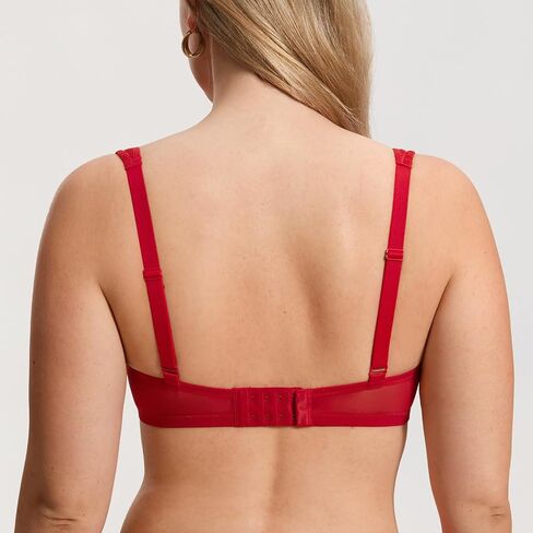 DOBREVA Women's Balconette Bra Sexy Lace Demi Underwire Shelf Plus Size Lightly Padded Wide Straps in Saudi Arabia