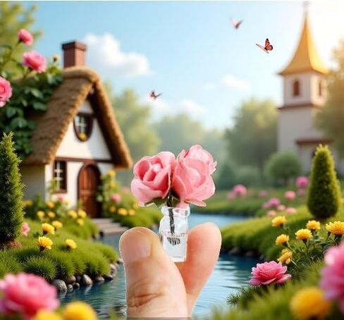 Mini Dollhouse Miniature Vase Micro Landscape Colorful Flower Glass Bottle Miniature Decoration for 1:12 Scale Dollhouse Scene Props Dollhouse Décor Dollhouse Accessoriesecor (Pink) in Kuwait