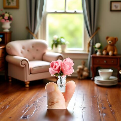 Mini Dollhouse Miniature Vase Micro Landscape Colorful Flower Glass Bottle Miniature Decoration for 1:12 Scale Dollhouse Scene Props Dollhouse Décor Dollhouse Accessoriesecor (Pink) in Kuwait