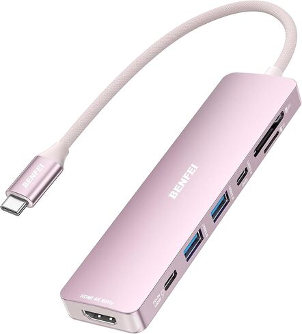 BENFEI 7-in-1 USB C Hub with HDMI(4K@60Hz), 2 USB-A, 1 USB-C Data, 100W Charge, SD/TF Card Reader, Silicone Tangle-Free Cable Compatible with MacBook Pro/Air, iPad Pro, iMac, iPhone 15 Pro/Pro Max in Saudi Arabia