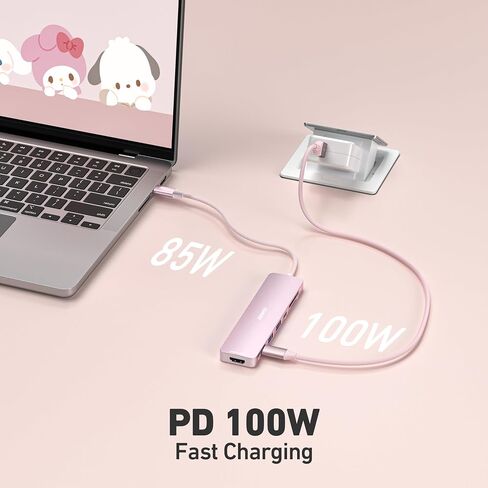 BENFEI 7-in-1 USB C Hub with HDMI(4K@60Hz), 2 USB-A, 1 USB-C Data, 100W Charge, SD/TF Card Reader, Silicone Tangle-Free Cable Compatible with MacBook Pro/Air, iPad Pro, iMac, iPhone 15 Pro/Pro Max in Saudi Arabia