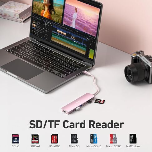 BENFEI 7-in-1 USB C Hub with HDMI(4K@60Hz), 2 USB-A, 1 USB-C Data, 100W Charge, SD/TF Card Reader, Silicone Tangle-Free Cable Compatible with MacBook Pro/Air, iPad Pro, iMac, iPhone 15 Pro/Pro Max in Saudi Arabia