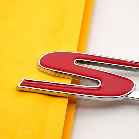 1Pcs Chrome Metal Front Hood Si Grille Emblem + 1Pcs Car Lid Trunk Sports Turbo Logo 3D Badge (Silver&Red) in Saudi Arabia
