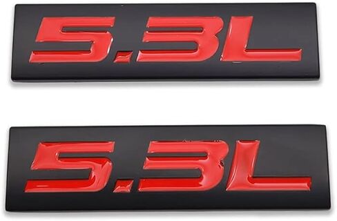 2X Chrome Metal 5.3L Logo Car Emblem Premium 3D 5.3 V8 Badge Auto Door Fender Sticker Side Wing Decal (5.3L,Black&Red) in Saudi Arabia