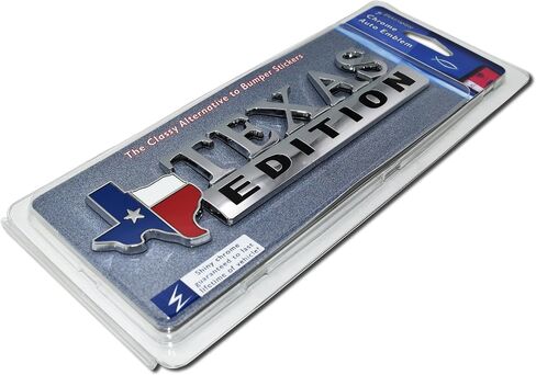 Elektroplate Texas Edition OEM Chrome Emblem للسيارات والشاحنات وجميع السيارات | ملائمة عالمية في 7.0 "× 2.25" | مقاومة للطقس in Saudi Arabia