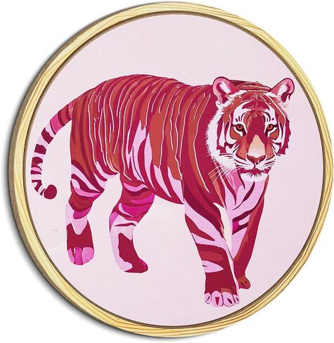 Putuo Decor Wooden Wall Art Decor Pop Style Funky Pink Tiger Hot Pink Girly Decor For Home, Living Room, Bedroom 10x10 Inch in Saudi Arabia