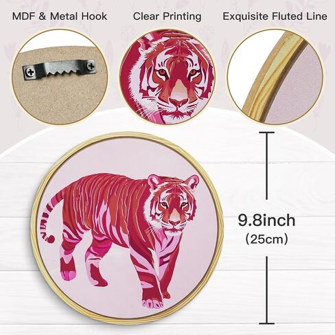 Putuo Decor Wooden Wall Art Decor Pop Style Funky Pink Tiger Hot Pink Girly Decor For Home, Living Room, Bedroom 10x10 Inch in Saudi Arabia