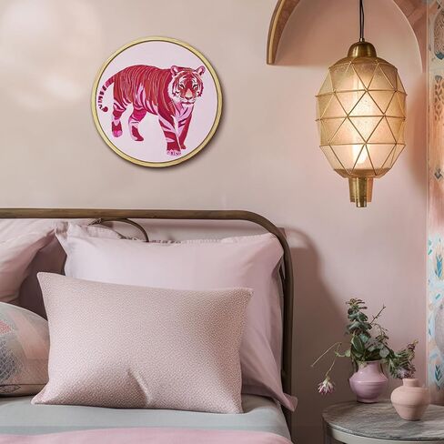 Putuo Decor Wooden Wall Art Decor Pop Style Funky Pink Tiger Hot Pink Girly Decor For Home, Living Room, Bedroom 10x10 Inch in Saudi Arabia