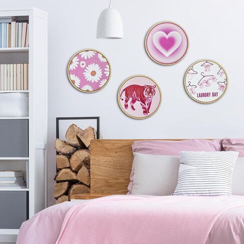 Putuo Decor Wooden Wall Art Decor Pop Style Funky Pink Tiger Hot Pink Girly Decor For Home, Living Room, Bedroom 10x10 Inch in Saudi Arabia