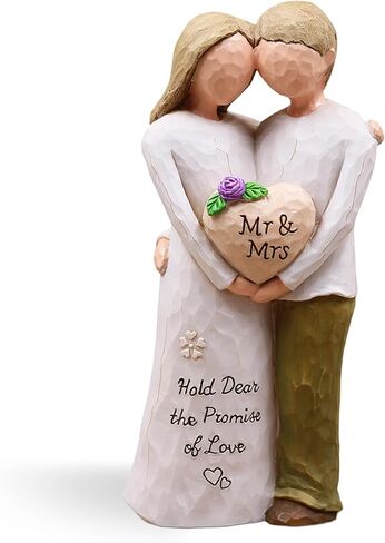 هدايا زفاف الذكرى السنوية للزوجين - إشراك زواج أعياد عيد ميلاد الأفكار لزوج الزوج ، والراتنج المرسومة باليد السيد والسيدة تمثال ، هدية رومانسية للزوجين (وردي) in Kuwait