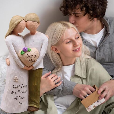 هدايا زفاف الذكرى السنوية للزوجين - إشراك زواج أعياد عيد ميلاد الأفكار لزوج الزوج ، والراتنج المرسومة باليد السيد والسيدة تمثال ، هدية رومانسية للزوجين (وردي) in Kuwait