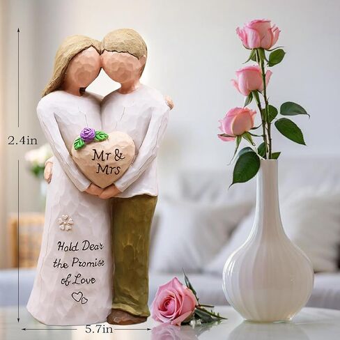 هدايا زفاف الذكرى السنوية للزوجين - إشراك زواج أعياد عيد ميلاد الأفكار لزوج الزوج ، والراتنج المرسومة باليد السيد والسيدة تمثال ، هدية رومانسية للزوجين (وردي) in Kuwait